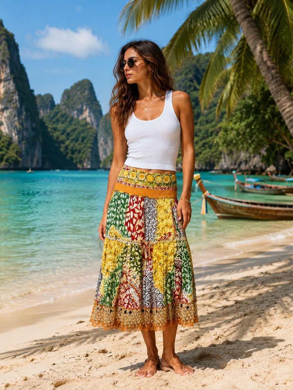 Cynthia Steffe velvet tired Silk Blend Boho burnout skirt Sz 4